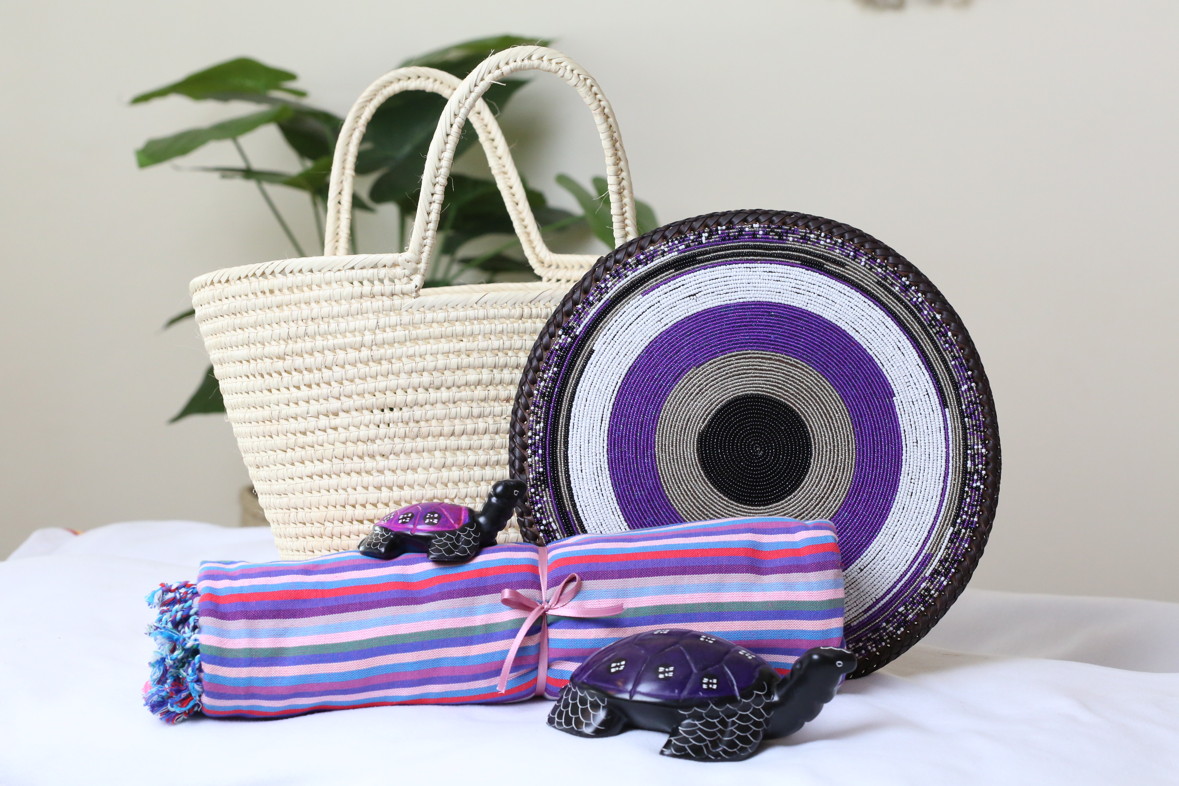 Purple place Mat with basket gift package.